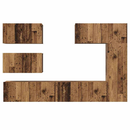 TV Cabinet Set Wall-mounted 6 pcs Old Wood Engineered Wood