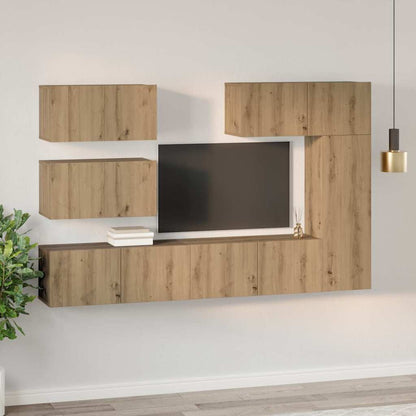 TV Cabinet Set Wall-mounted 6 pcs Artisan Oak Engineered Wood