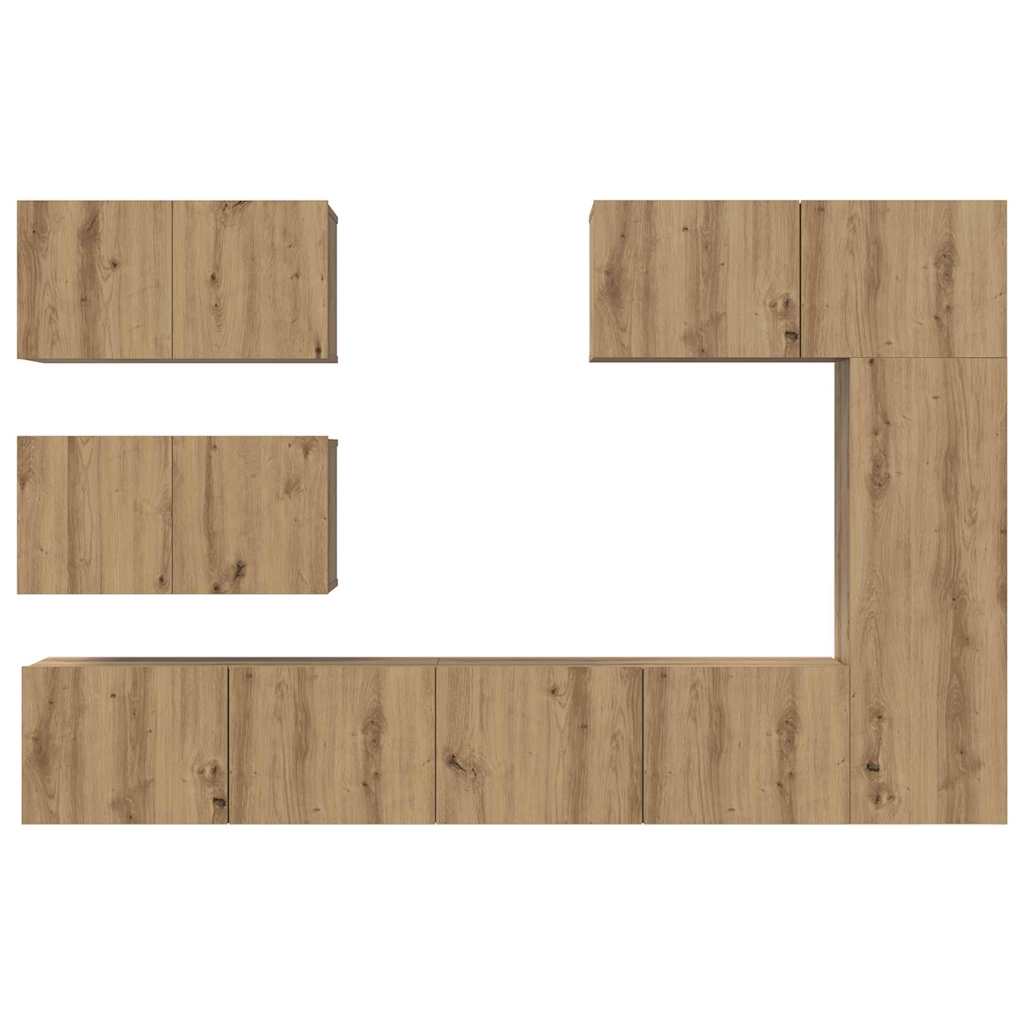 TV Cabinet Set Wall-mounted 6 pcs Artisan Oak Engineered Wood