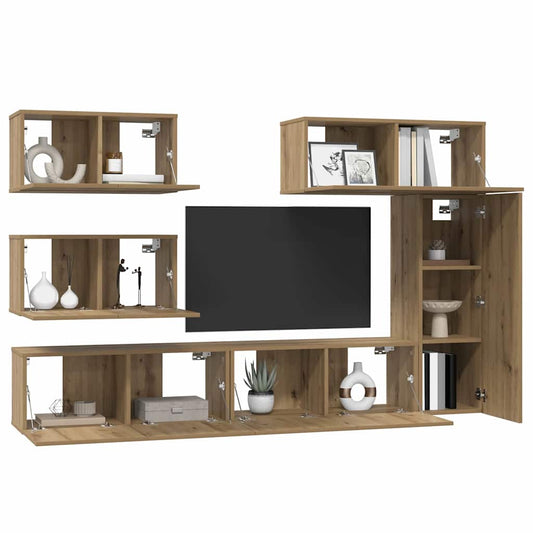 TV Cabinet Set Wall-mounted 6 pcs Artisan Oak Engineered Wood