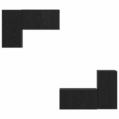 TV Cabinet Set Wall-mounted Black Oak Engineered Wood