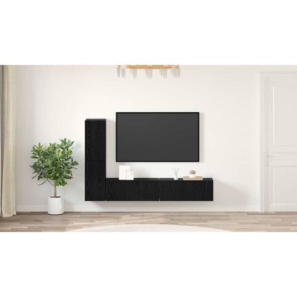 Wall TV Cabinet Wall-mounted 2 pcs Black Oak Engineered Wood