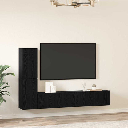 Wall TV Cabinet 2 pcs Black Oak Engineered Wood