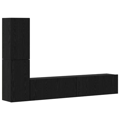 Wall TV Cabinet 2 pcs Black Oak Engineered Wood