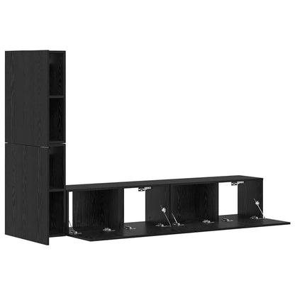 Wall TV Cabinet 2 pcs Black Oak Engineered Wood