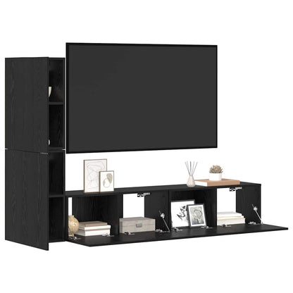Wall TV Cabinet 2 pcs Black Oak Engineered Wood
