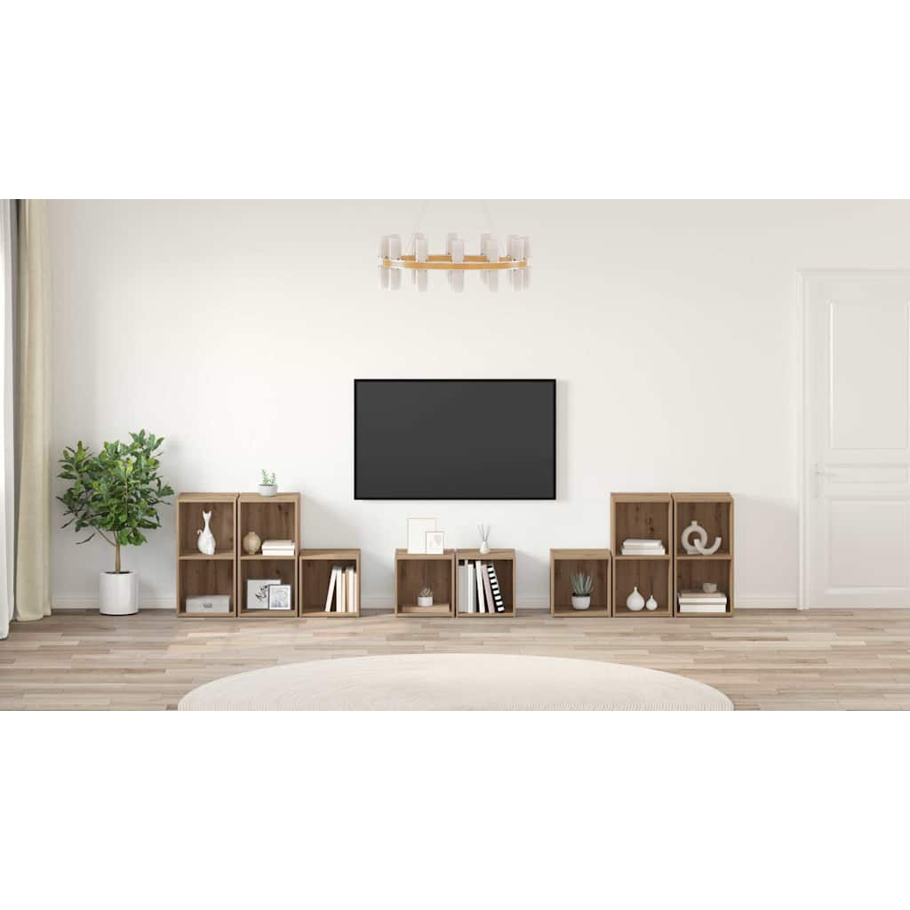 TV Cabinet Set Wall-mounted 8 pcs Artisan Oak Engineered Wood