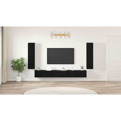 TV Units Wall-mounted 4 pcs Black Oak Engineered wood