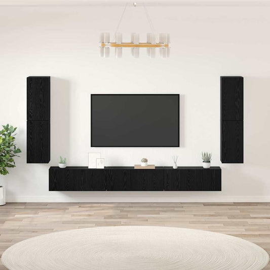 TV Units 4 pcs Black Oak Engineered wood