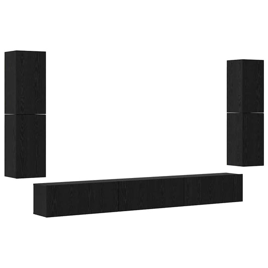 TV Units 4 pcs Black Oak Engineered wood