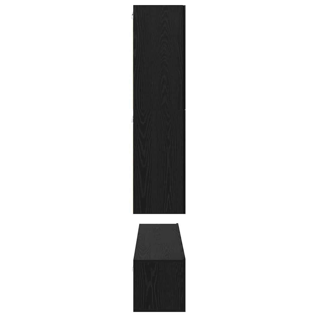 TV Cabinet Set Wall-mounted 8 pcs Black Oak Engineered Wood