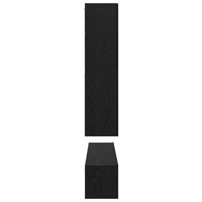 TV Cabinet Set Wall-mounted 8 pcs Black Oak Engineered Wood