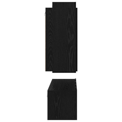 TV Cabinet Set Wall-mounted 4 pcs Black Oak Engineered Wood