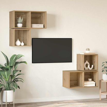 TV Cabinet Set 4 pcs Artisan Oak Engineered Wood