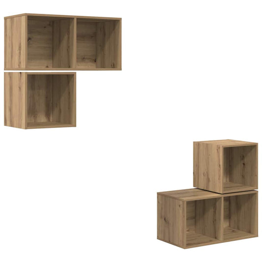 TV Cabinet Set 4 pcs Artisan Oak Engineered Wood