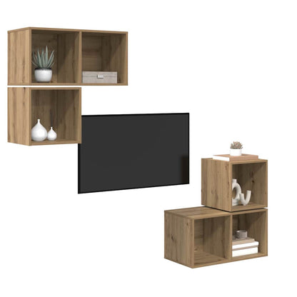 TV Cabinet Set 4 pcs Artisan Oak Engineered Wood