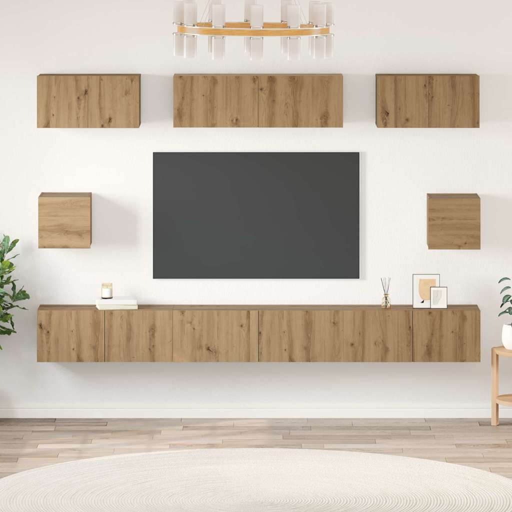 TV Cabinet Set Wall-mounted 8 pcs Artisan Oak Engineered Wood