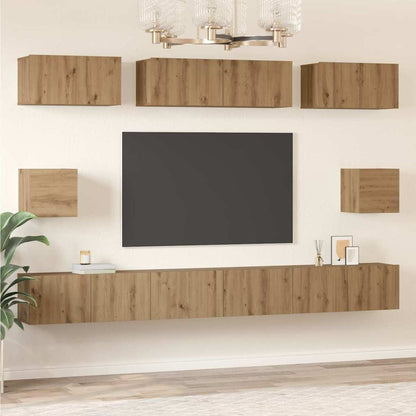 TV Cabinet Set Wall-mounted 8 pcs Artisan Oak Engineered Wood