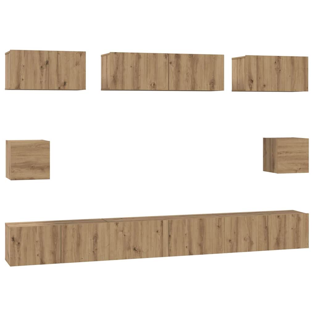 TV Cabinet Set Wall-mounted 8 pcs Artisan Oak Engineered Wood