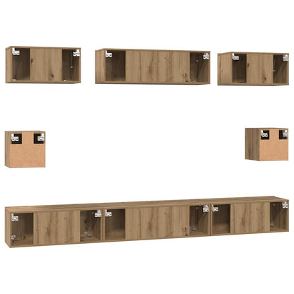 TV Cabinet Set Wall-mounted 8 pcs Artisan Oak Engineered Wood
