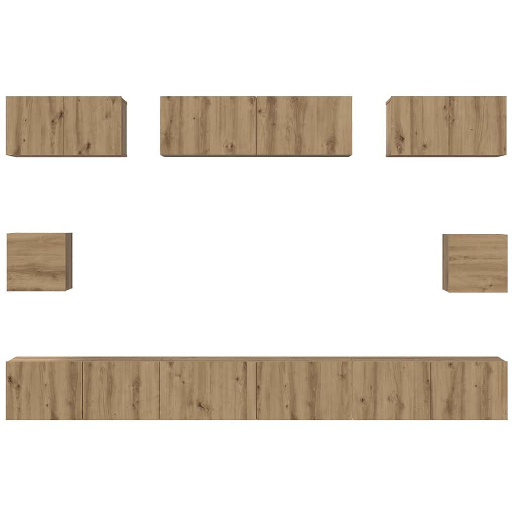 TV Cabinet Set Wall-mounted 8 pcs Artisan Oak Engineered Wood