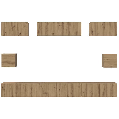 TV Cabinet Set Wall-mounted 8 pcs Artisan Oak Engineered Wood