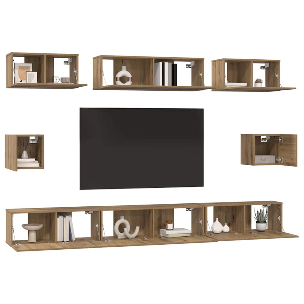TV Cabinet Set Wall-mounted 8 pcs Artisan Oak Engineered Wood