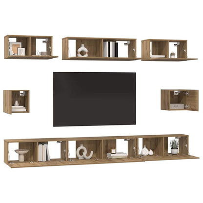 TV Cabinet Set Wall-mounted 8 pcs Artisan Oak Engineered Wood