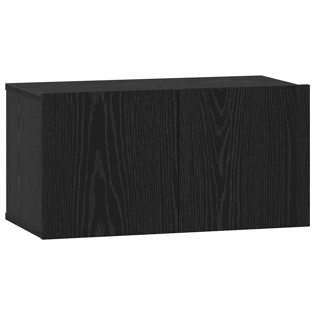 TV Cabinet Set with Drawer Black Oak Engineered Wood