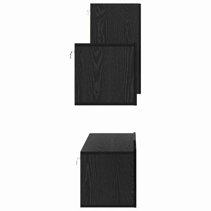 TV Cabinet Set with Drawer Black Oak Engineered Wood