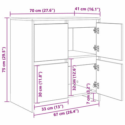 Sideboard 2 pcs Old Wood 70 x 41 x 75 cm Engineered Wood