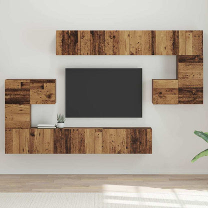 TV Cabinet Set Wall-mounted 10 pcs Old Wood Engineered Wood
