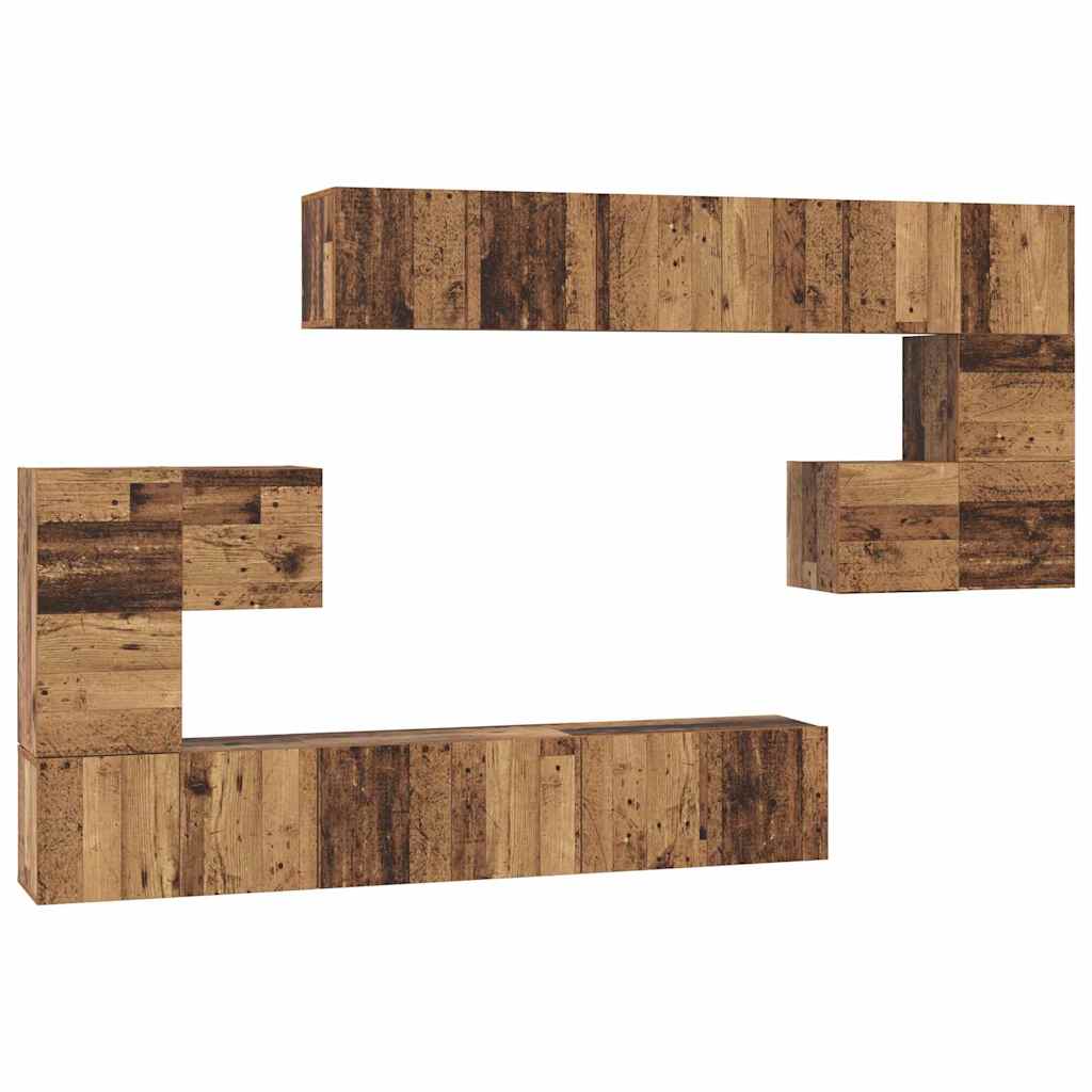 TV Cabinet Set Wall-mounted 10 pcs Old Wood Engineered Wood