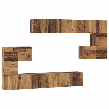 TV Cabinet Set Wall-mounted 10 pcs Old Wood Engineered Wood