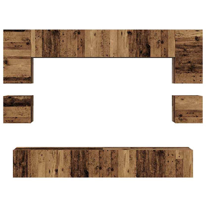 TV Cabinet Set Wall-mounted 8 pcs Old Wood Engineered Wood