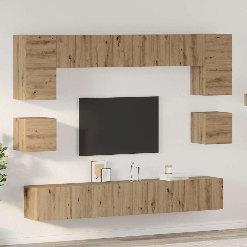 TV Cabinet Set Wall-mounted 8 pcs Artisan Oak Engineered Wood