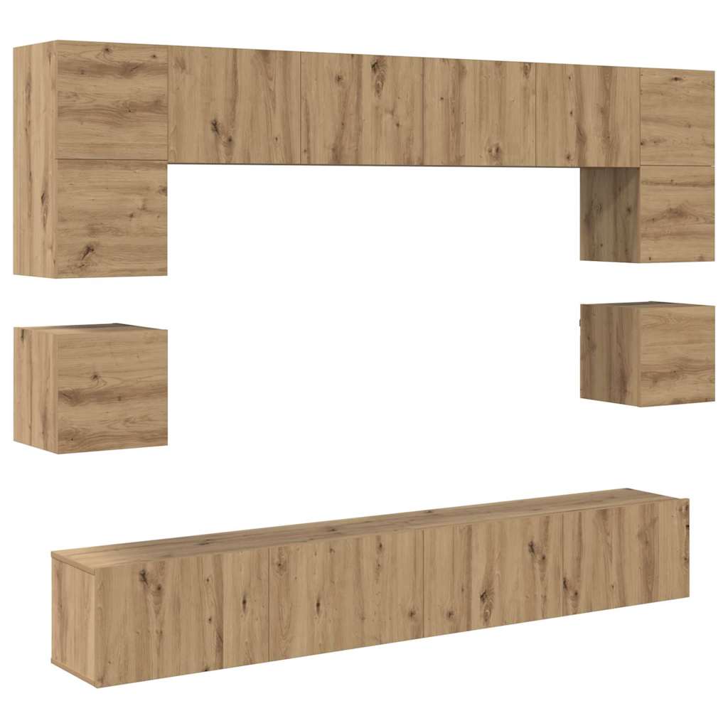 TV Cabinet Set Wall-mounted 8 pcs Artisan Oak Engineered Wood