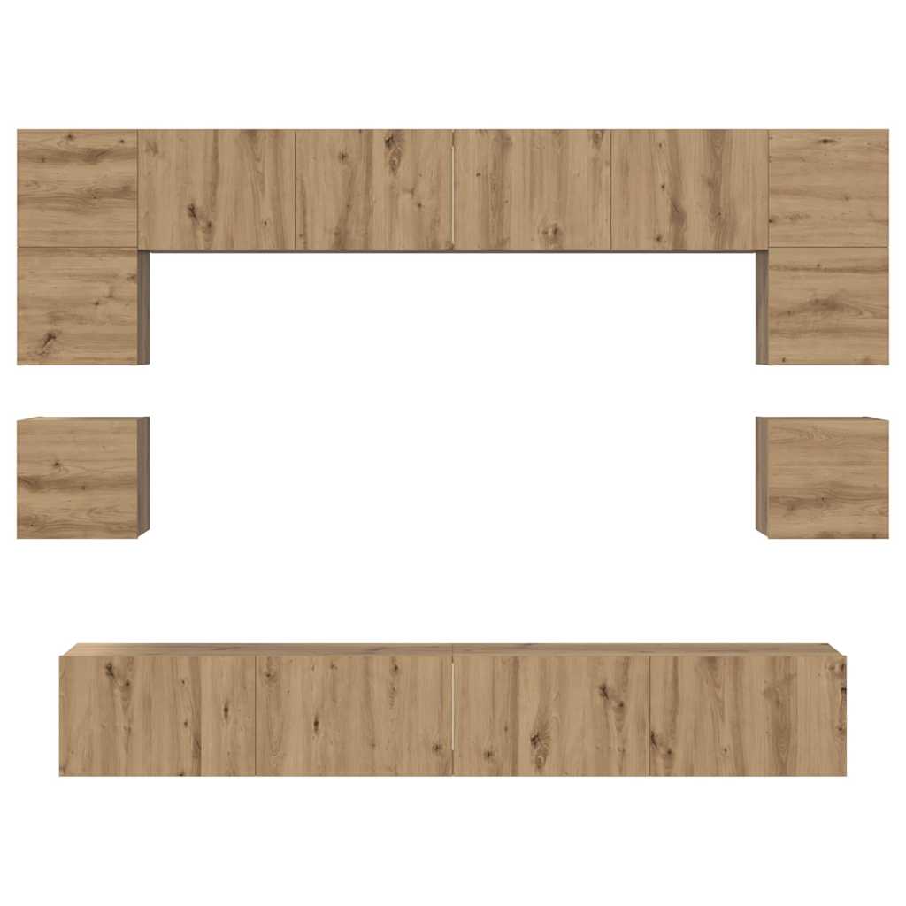TV Cabinet Set Wall-mounted 8 pcs Artisan Oak Engineered Wood