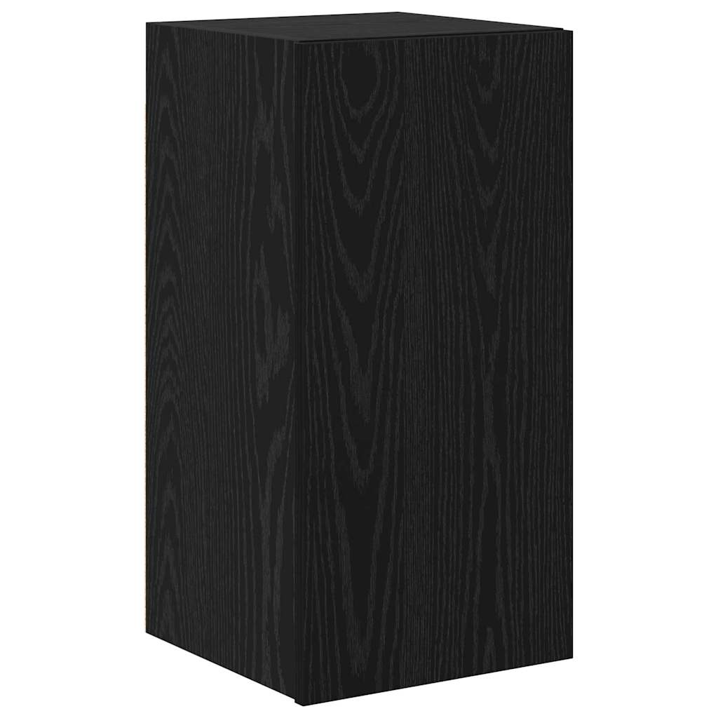 TV Cabinet Set Wall-mounted 8 pcs Black oak Engineered wood