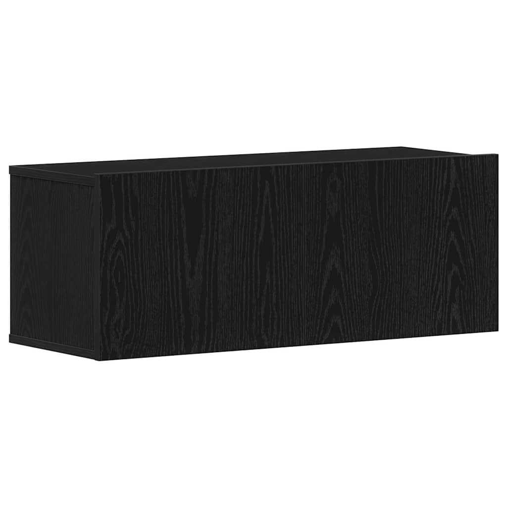 TV Cabinet Set Wall-mounted 8 pcs Black oak Engineered wood