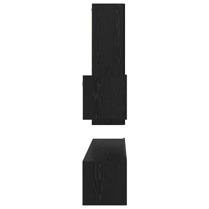 TV Cabinet Set with Drawer 4 pcs Black Oak Engineered Wood