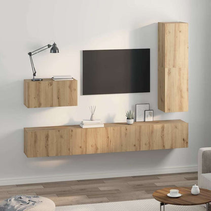 TV Cabinet Set with Drawer 4 pcs Artisan Oak Engineered Wood