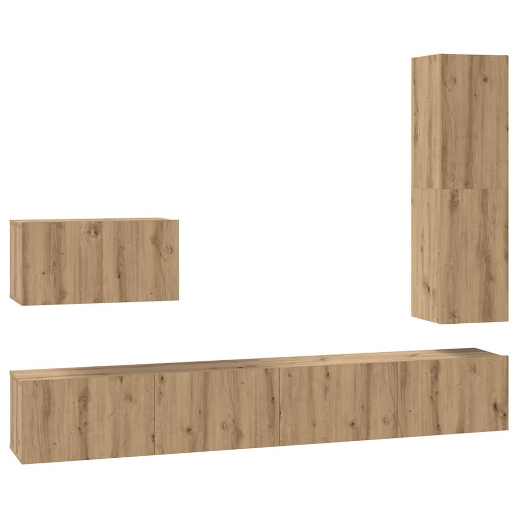TV Cabinet Set with Drawer 4 pcs Artisan Oak Engineered Wood