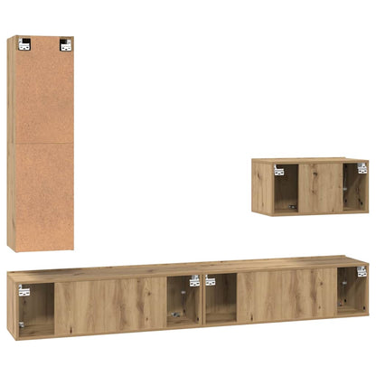 TV Cabinet Set with Drawer 4 pcs Artisan Oak Engineered Wood