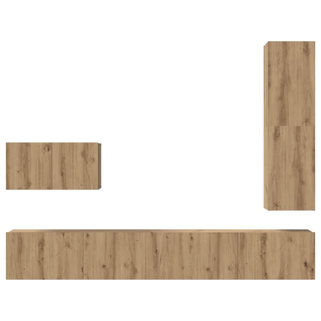 TV Cabinet Set with Drawer 4 pcs Artisan Oak Engineered Wood