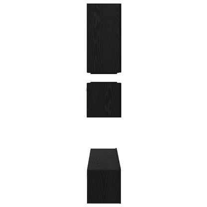 TV Cabinet Set Wall-mounted 8 pcs Black Oak Engineered Wood