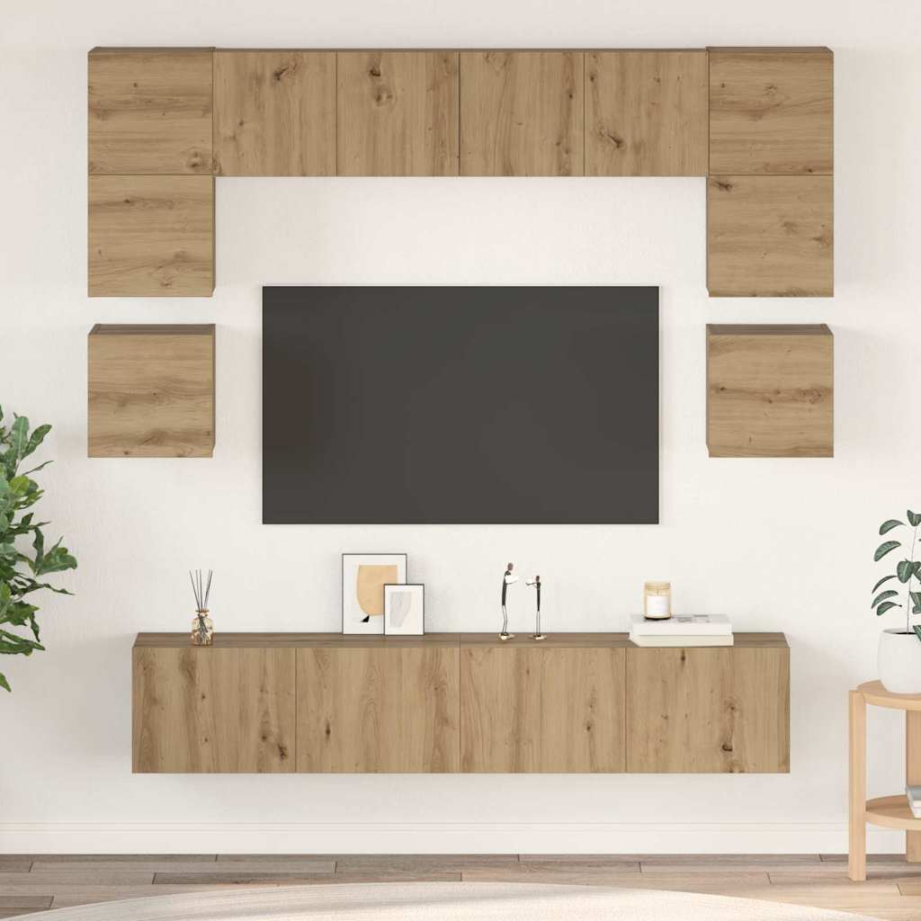 TV Cabinet Set Wall-mounted 8 pcs Artisan Oak Engineered Wood