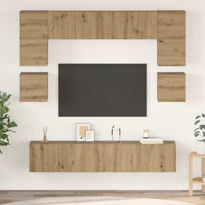 TV Cabinet Set Wall-mounted 8 pcs Artisan Oak Engineered Wood