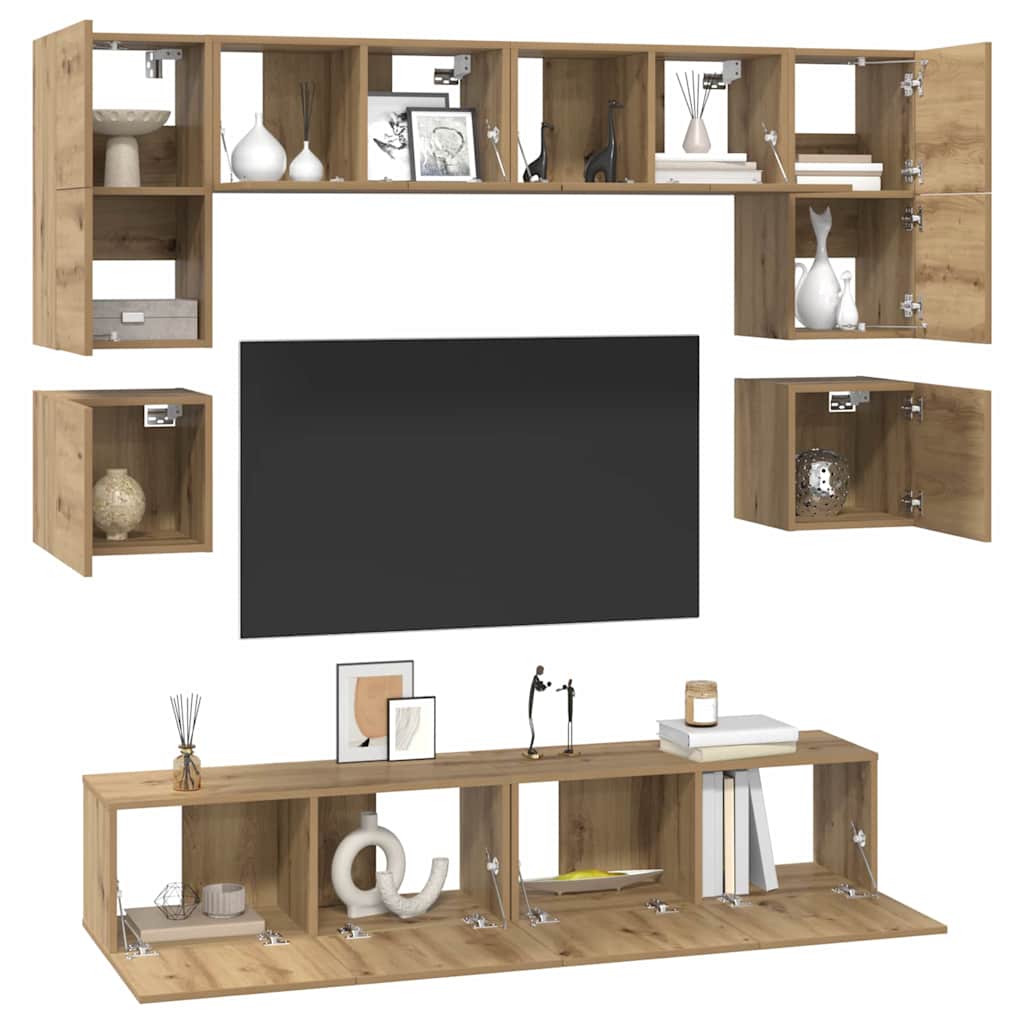 TV Cabinet Set Wall-mounted 8 pcs Artisan Oak Engineered Wood