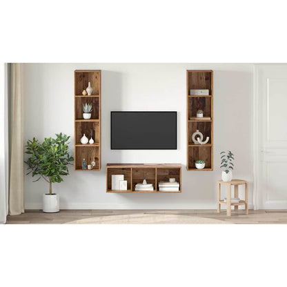TV Cabinet Set Wall-mounted 3 pcs Old Wood Engineered Wood